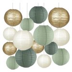 15 lampion papier - vert sauge - mariage / bapt�me