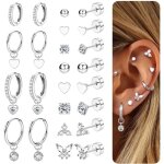 15paires boucles doreilles femme acier inoxydable piercing oreille hypoallergnique huggie creoles argent ...