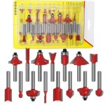15pcs 6. 35mm tige fraises  dfoncer kit coffret fraise pour defonceuse en carbure de tungstne outil ...
