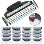 16 lames de rasoir rechargeables pour mach 3 rasoir manuel turbo pour hommes 3 couches pour gillette ...
