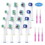 16 ttes de brosse  dents de rechange compatibles pour oral b avec 5 brosse interdentaire de nettoyage ...