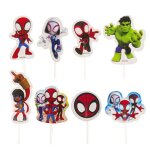 16 toppers / piques a gateau anniversaire cupcake - spidey et ses amis extraordinaires