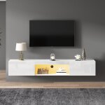 Meuble tv�l�ment tv avec �clairage led contr�le bluetooth app meuble mural blanc brillant 160 * 31 * ...