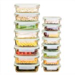 16pi�ces boites de conservation alimentaire(8 * 1040ml + 8 * 370ml)boites en verre herm�tiques sans bpa ...