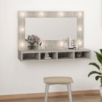 170503& armoire  miroir avec led - haut de gamme - gris bton 90x315x62 cm