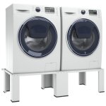 17367 &grand support lave - linge charge 300kg - socle double pour lave - linge et s�che - linge blanc ...