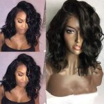 18 pouces mode style court cheveux perruque humains naturels non traits brsiliens vierges onduls noirs ...