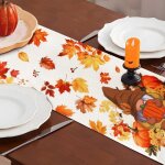 180 * 33cm automne chemin de table nain feuilles drable citrouille saisonnier cuisine table salle  ...
