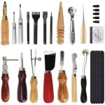 18pcs kit outils cuir diy outillage poinon artisanat maroquinerie bricolage main punch trou stitching ...