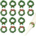 18pcs rond serviette noel rond de serviette de table dcoration de table nol avec baies rouges arc pour ...