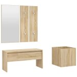 190126& ensemble de meubles de couloir - armoire de vestiaire chne sonoma - bois - panneaux de particules ...