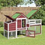 19411& poulailler moka 1865x585x113 cm - 5 � 6 poules / canards - aspect bois massif de pin