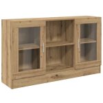 196461& bahut de rangement pour s�jour - buffet ch�ne artisanal 120x305x70 cm - bois - panneaux de particules ...