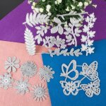 19pcs 3 ensembles matrices de dcoupe scrapbooking cutting dies forme feuilles fleur papillon diy carte ...