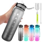 1l gourde sport 1 litre bouteille avec paille gourde motivation avec filtre et marqueur de temps sans ...