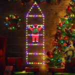 1m noel guirlande lumineuse ext�rieur132led lumi�res �chelle de no�l avec le p�re no�l 8 modes fonction ...