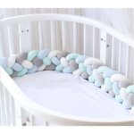 1m tour de lit b�b� coussin serpent coussin tress� pare - chocs velours protection b�b� gris + blanc ...