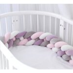 1m tour de lit b�b� coussin serpent coussin tress� pare - chocs velours protection b�b� gris + blanc ...