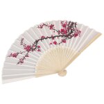 1pcs eventail  pliantes en soie design fleuri et fleurs de prunier dlicates