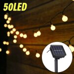 1pc - guirlande lumineuse solaire led 50 lumi�res - 7 m�tres blanc chaud - 8 modes r�glables - �tanch�it� ...