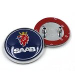 1x badge de capot avant et arrire en alliage bleu 68 mm saab 3 broches / 2 broches emblme de voiture~8358 ...