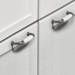 1x poign�e de meuble porcelaine c�ramique nickel �tam� entraxe 96 mm tiroir