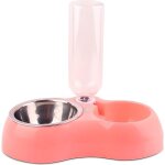2 en 1 distributeur de nourriture croquette et deau bol gamelle pour chat chien rose