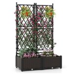 2 en 1 jardini�re sur�lev�e costway avec bac � planter et treillis drainage design extensible auto - ...