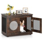 2 en 1 meuble bac  litire pour animaux costway fentre translucide cage dintrieur pour chien 82 x ...