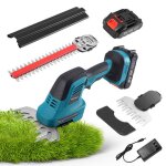2 en 1 taille - haies sans fil 21v cisaille  gazon electrique avec batterie 2 x 1500mah et 2 lames pour ...