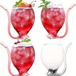 2 / 4pcs verres à cocktail en verre soufflé avec paille intégrée verres à whisky sans plomb multi - usages ... 2 / 4pcs verres à cocktail en verre soufflé avec paille intégrée verres à whisky sans plomb multi - usages ...