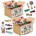 2 assortiments de 800 gr de ptes de fruits et chocolats de nol kinder daim papillotes rvillon bouches ...