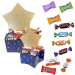 2 coffrets toile et leurs assortiments de 40 + 25 chocolats kinder celebrations milka et daim