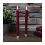 2 bougies led type chandelle rouge en cire avec une flamme 3d pour d�coration de table noel soir�e