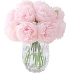 2 bouquets pivoines artificielles 10 t�tes soie d�cor rebord fen�tre bureau h�tel mariage tables (rose ...
