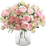 2 bouquets pivoines artificielles en soie bouquets pour f�te de mariage centre de table d�coration rose ...