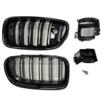 2 calandre double lame noir brillant look m5 bmw srie 5 f10 f11 pour camra night vision