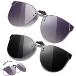 2 clip lunettes polarisant noir / violet uv400 - compatible lunettes de vue homme / femme - clip solaire ...