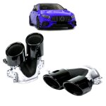 2 embout pot look a45 amg noir brillant pour mercedes classe a w177 a45 amg et cla c118 45 amg