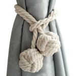 Embrasses de rideaux - Écologique - coton naturel - 2 boules - style simple - beige Embrasses de rideaux - Écologique - coton naturel - 2 boules - style simple - beige