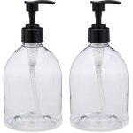 2 flacons  pompe rechargeables de 500 ml distributeurs pour savon lotion shampooing et huile plastique ...
