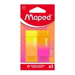 Gommes - maped - neon bi - couleurs - efficace - format rectangulaire - 2 pices