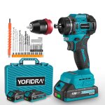 2 - in - 1 tournevis lectrique sans fil perceuse  percussion - yofidra - 2x 1. 3ah batteries