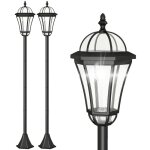 2 lampadaires sur pied solaires dext�rieur jardin avec 2 lampes led blanc 3500k ip44 �185 x 129h cm noir ...