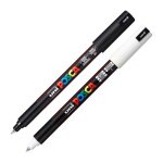 2 marqueurs posca pc - 1mr noir et blanc pointe extra - fine calibre