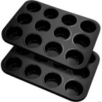 2 moules � muffins 12 compartiments pour muffins cupcakes puddings noir