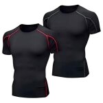 2 pack tee shirt compression homme maillot de corps running sport baselayer manches courtes