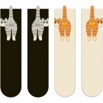 2 paires de chaussettes chats mignons avec des boules chaussettes chats femmes