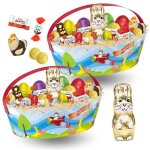 2 paniers garnis dun assortiment de 40 chocolats de p�ques : kinder schokobons mini bueno moulages id�al ...
