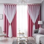 2 panneaux - double rideau - motif toile creuse - occultant - 100 x 250cm - rose - pour salon et chambre ...